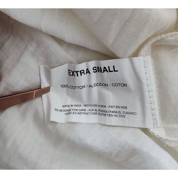 V.A.C. Lace Trim Peasant Blouse Bohemian Long Sleeve Top Cream Color Size XS - Picture 8 of 9